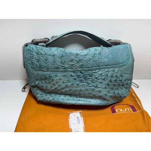 Nuti Genuine Ostrich Shoulder Hobo Handbag Made In Italy With Dust Bag Designer - Picture 10 of 12